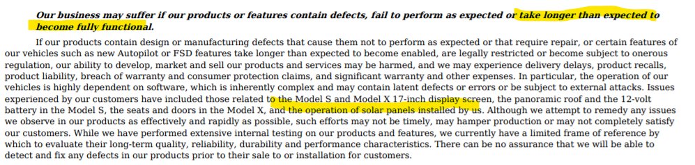 First time risk disclosure language added to this  $TSLA Q, if products "take longer than expected to become fully functional" shows up for first time as well as reference to "solar panels installed by us"4 years later . . . cc  @teslachartsThis Q vs. last language shown11/