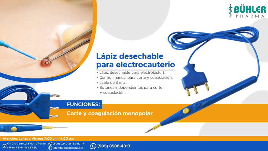 LÁPIZ DESECHABLE PARA ELECTROCAUTERIO

📲 Whatsapp: 8588-4913 wa.link/fx010z
☎️ 2249-3616
✉️ info@buhlerpharma.net
📌 Km 2½ Carretera Norte frente a Planta Eléctrica ENEL.
#buhlerpharma #lapizelectrocauterio #electrocauterizacion #electrocautério