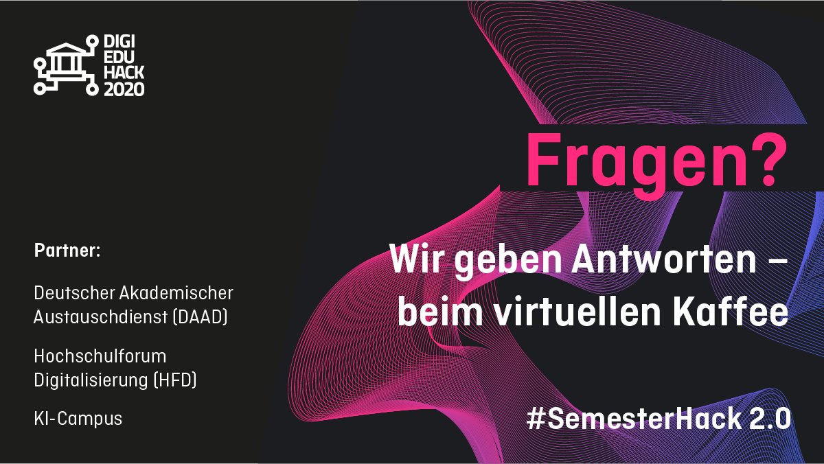 DAAD_Germany's tweet image. Fragen rund um die #SemesterHack 2.0 Teilnahme? Beim virtuellen Kaffeetreff am Do. 29.10., von 15-16 Uhr liefern wir euch gemeinsam mit @HSFDigital die Antworten!
Interesse?
E-Mail an digieduhack@daad.de. Wir freuen uns! ☕ 
Mehr Infos ➡ daad.de/de/der-daad/wa…
#DAADdigital