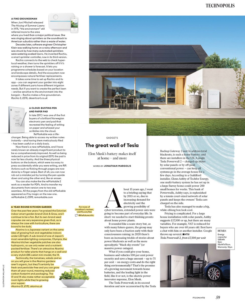 24TH OCTOBER 2020 - AKARINA 01 FEATURED BY FINANCIAL TIMES JOURNALIST JONATHAN MARGOLIS IN THE TECHNOPOLIS SECTION OF HOW-TO-SPEND-IT SUPPLEMENT.