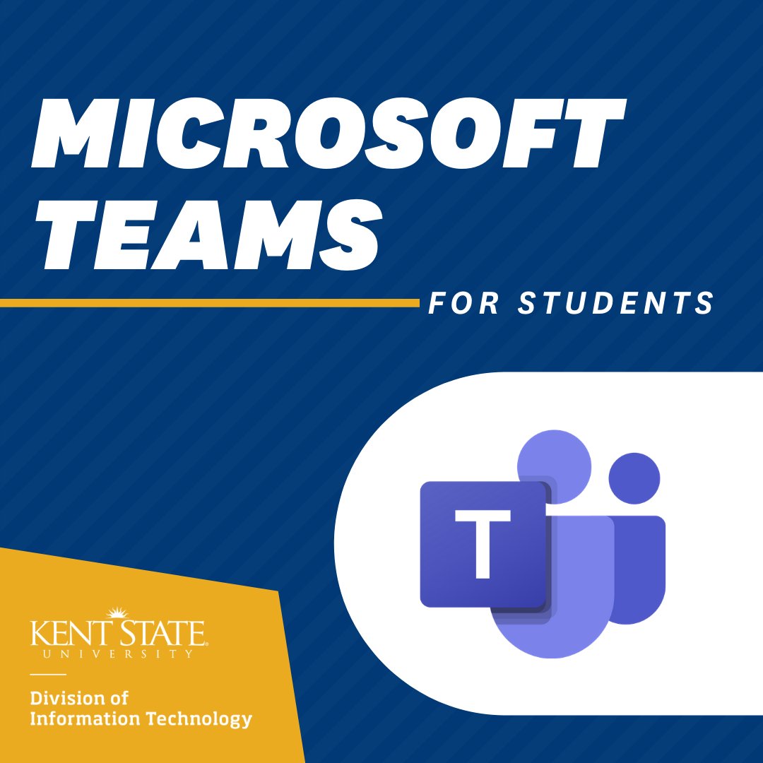 The Division of Information Technology is pleased to announce the launch of Microsoft Teams for students! Teams allows you to collaborate on files, use asynchronous chat, and many more cool features. kent.edu/it/news/introd…