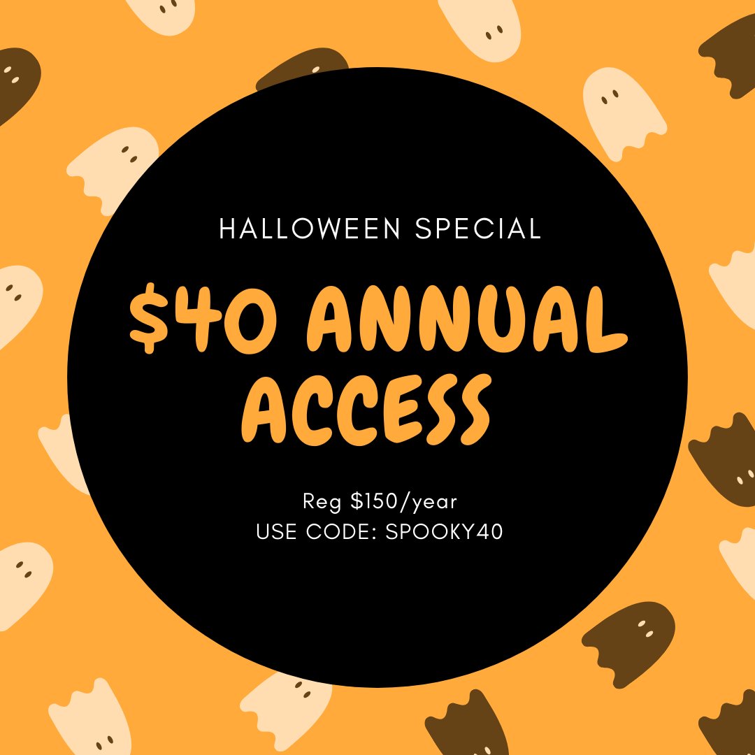 adventure2learn's tweet image. LIMITED TIME OFFER: $40 Annual Access Special! (reg. $150). Get full access to all content and resources. Hurry! Offer expires at midnight on 10/31. Must use code SPOOKY40 at checkout! &amp;gt;&amp;gt;&amp;gt; bit.ly/34zLh4b. #adventure2learning #liveinstruction #halloweenspecial #spooky40