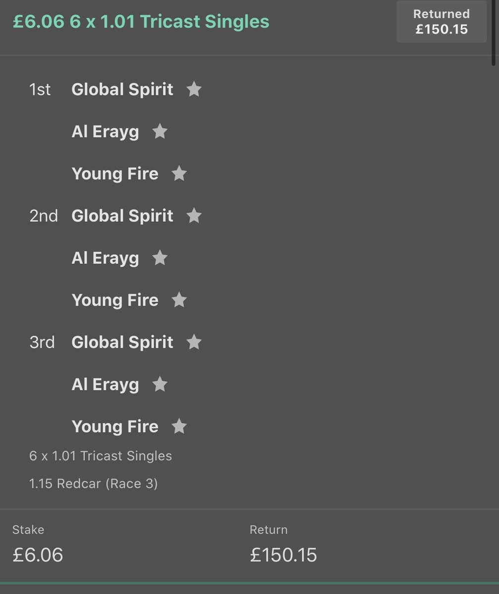 FirstPastTheP13's tweet image. Tricast lands 💥