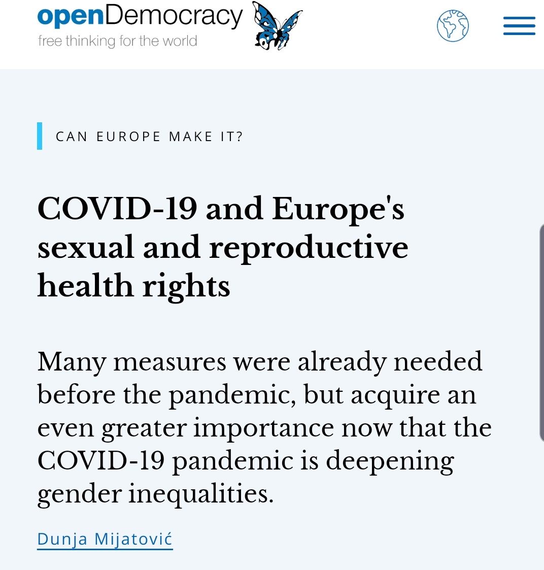 Mijatovic regularly outlines her plans on the Open Democracy website Including taking advantage of Covid 19 to increase abortion laws across Europe