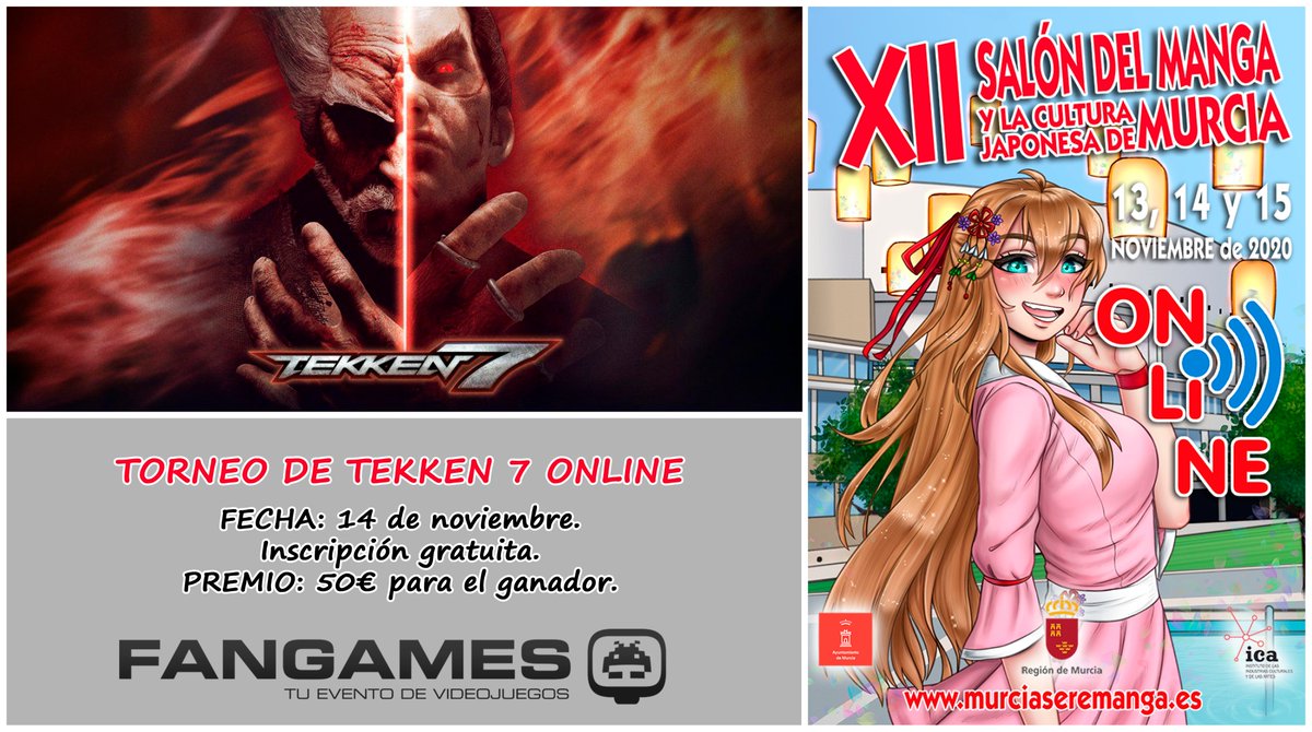 ¡Abrimos inscripciones del torneo de #Tekken7 del <a href="/MurciasereManga/">Yomeremango</a> Online 2020! 👊

🗓️ 14 de noviembre.

🥇 50€ para el ganador.

Inscripción gratuita: forms.gle/4VKSqc83GuVvbQ…

Normativa: drive.google.com/file/d/16ZsZI1…
