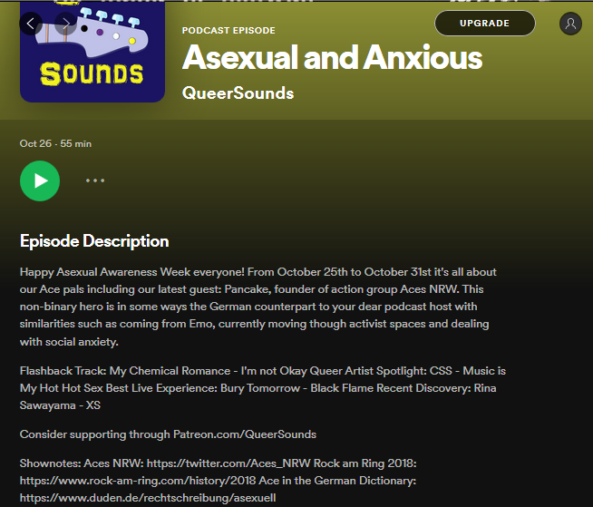 Screenshot of Spotify and the QueerSounds Podcast.
