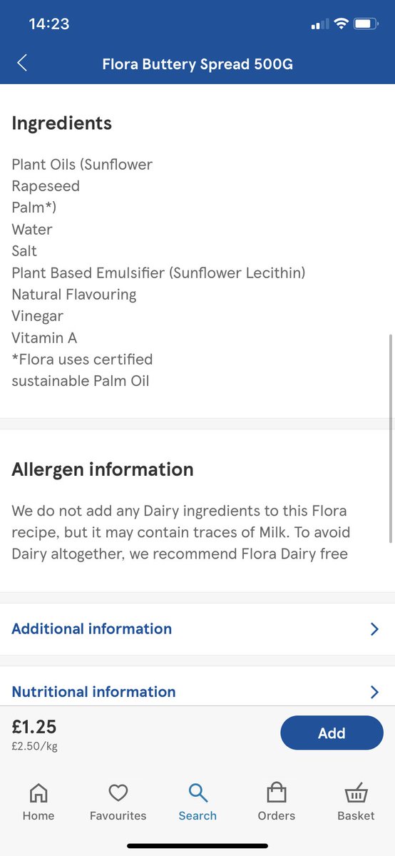 wallbo's tweet image. @Tesco hi, you need to update the ingredients online for Flora Buttery. Ordered it but it’s now got buttermilk in it and there’s no mention of this online. I now can’t eat it due to an intolerance. Can you get this updated so no one else has the same problem? Thanks