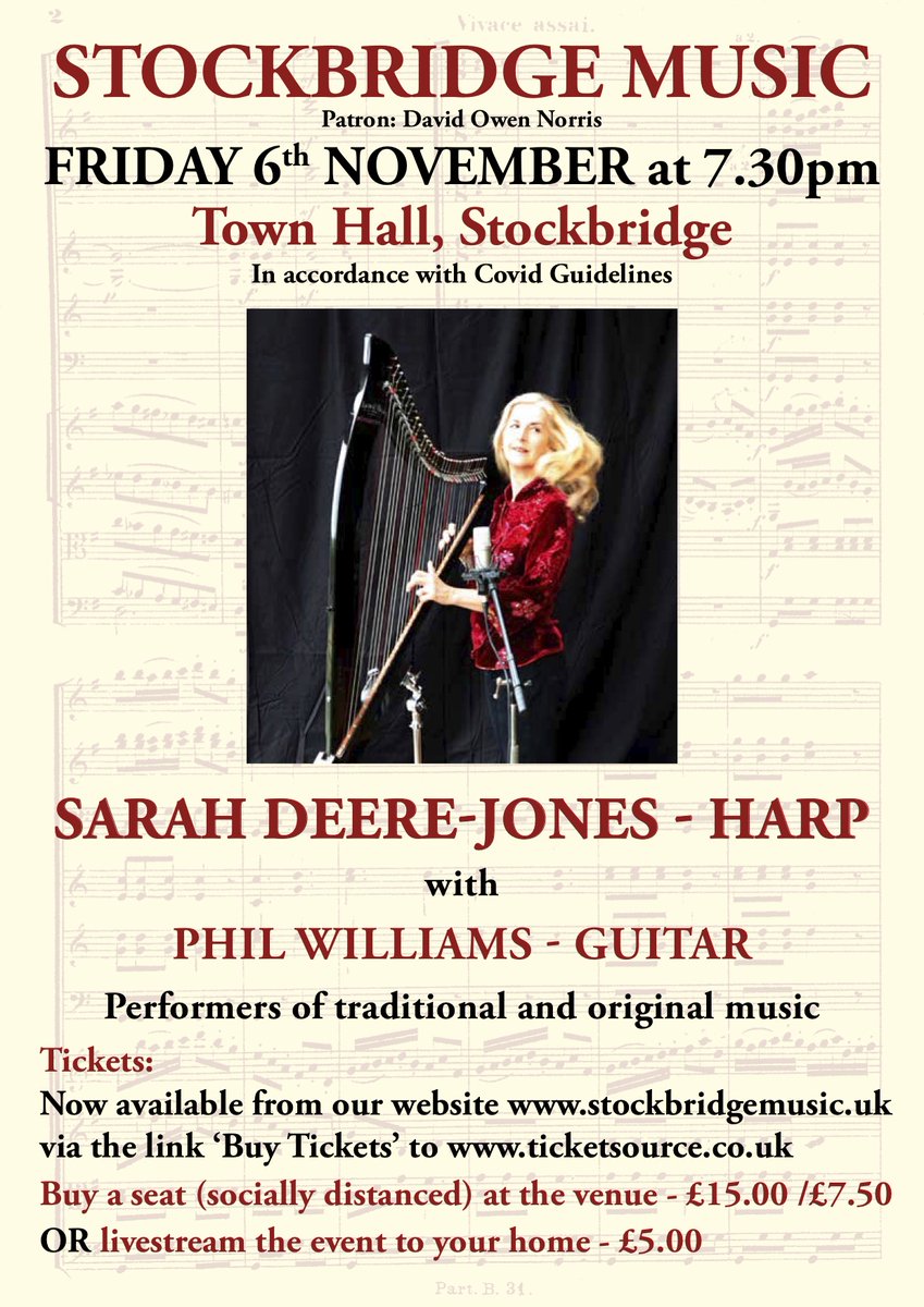 A lively upbeat joyful performance &amp; programme of music for the harp, guitar &amp; voice 06/11 - please do RT &amp; join us Live OR simply Live Stream the Concert into your home! 
Help us keep Live Music Alive!
<a href="/WinchesterLifes/">Winchester Lifestyle Magazine</a> <a href="/MayorWinchester/">Mayor of Winchester</a> <a href="/WMCtweeter/">WinchesterMusicClub</a> <a href="/WinCathedral/">Winchester Cathedral</a> <a href="/VisitTestValley/">VisitTestValley</a>