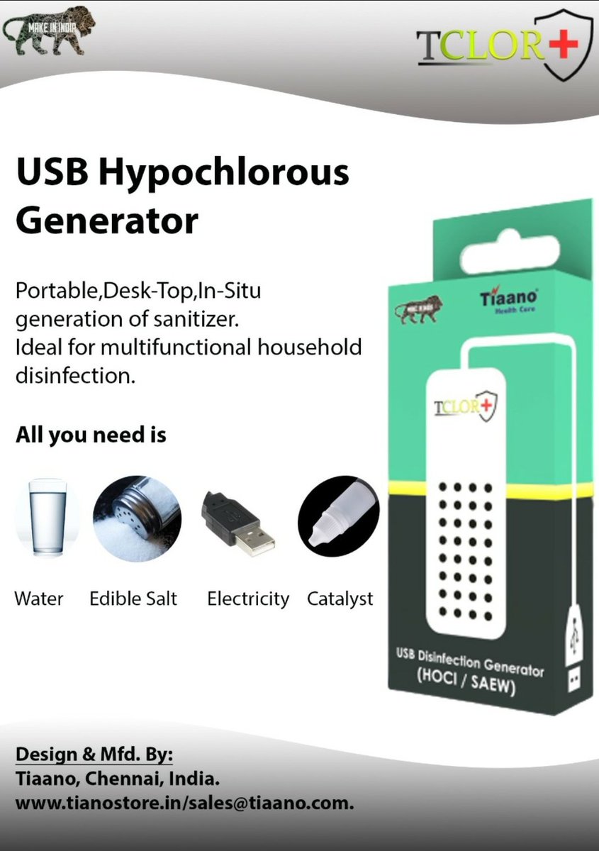 TiHealthCare's tweet photo. USB Disinfectant Generator 
Make your own sanitizer!!
#disinfectant
#sanitizer
#StaySafe https://t.co/HEjNETHU4E
