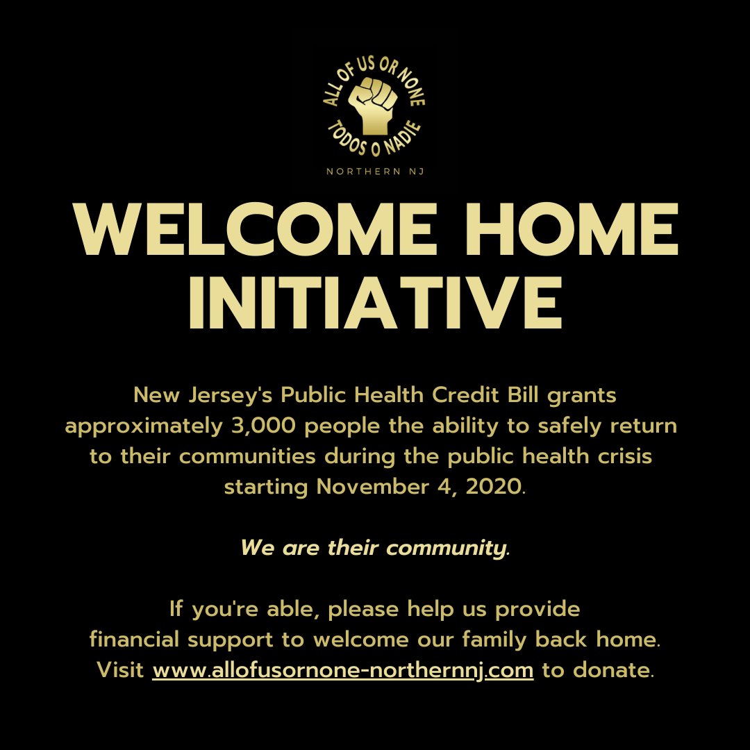 AOUON_NJ's tweet photo. Help Us Welcome Them Home! To expand current efforts of support as more people are released during this public health emergency, our team needs your help. If you're able to join our efforts, contribute here: https://t.co/LfS8TpRt1Q

 #AllofUsorNone #WelcomeHome #LetThemGo https://t.co/pvBY617MY6