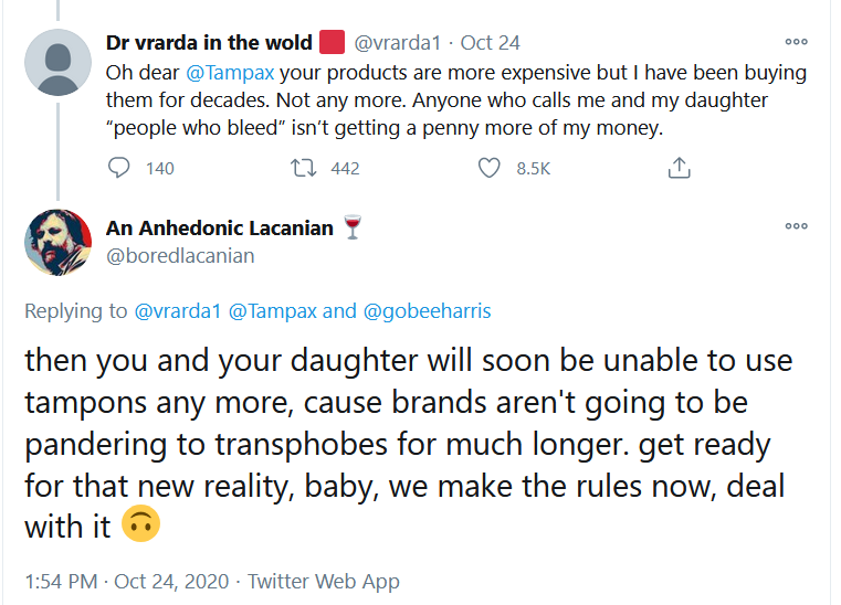 Shut it, baby; we make the rules now. [and always]The new sexism, just like the old sexism.