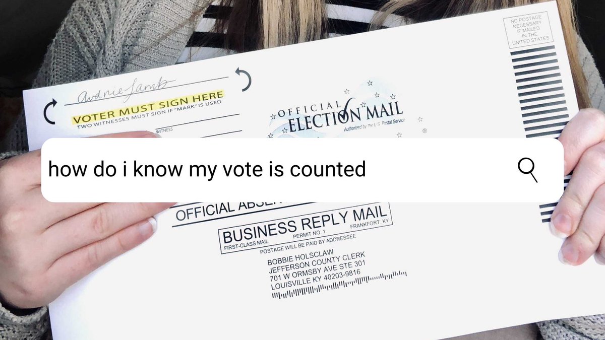 Q: How do I know my vote is counted?⁣
A: Each County Clerk will ensure each vote by mail was cast correctly. Your Clerk must contact you by email or mail to resolve issues. Look out for a local number you may not recognize! Check your ballot status at govoteky.org.