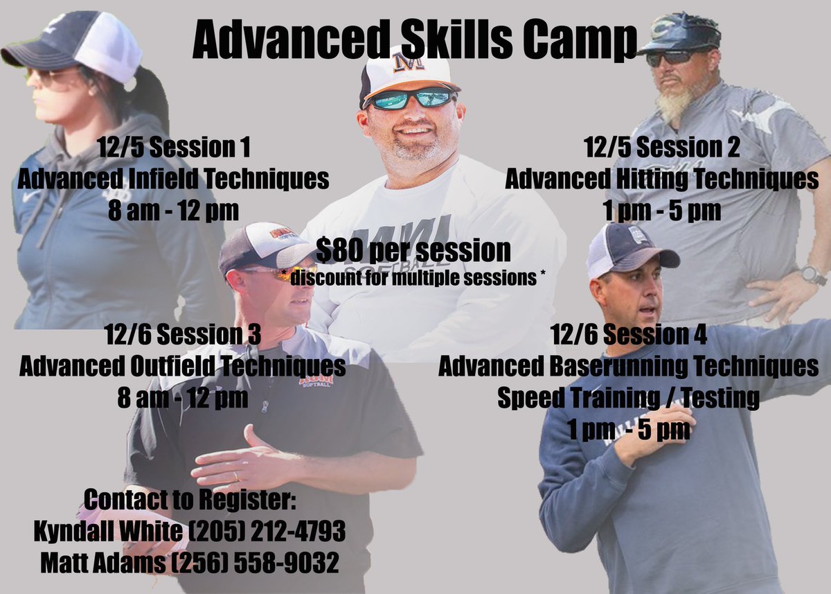 EExposureEvents's tweet photo. Advanced Skills Camp 12/5 &amp; 12/6 Decatur AL. (4) 4 hour sessions. $80 per session. Link below for details. Colleges Attending and instructing

Wallace St CC
Chipola College
Marion Military 
AUM

https://t.co/Wqd5GfX53R https://t.co/i6ej3Od9Ao