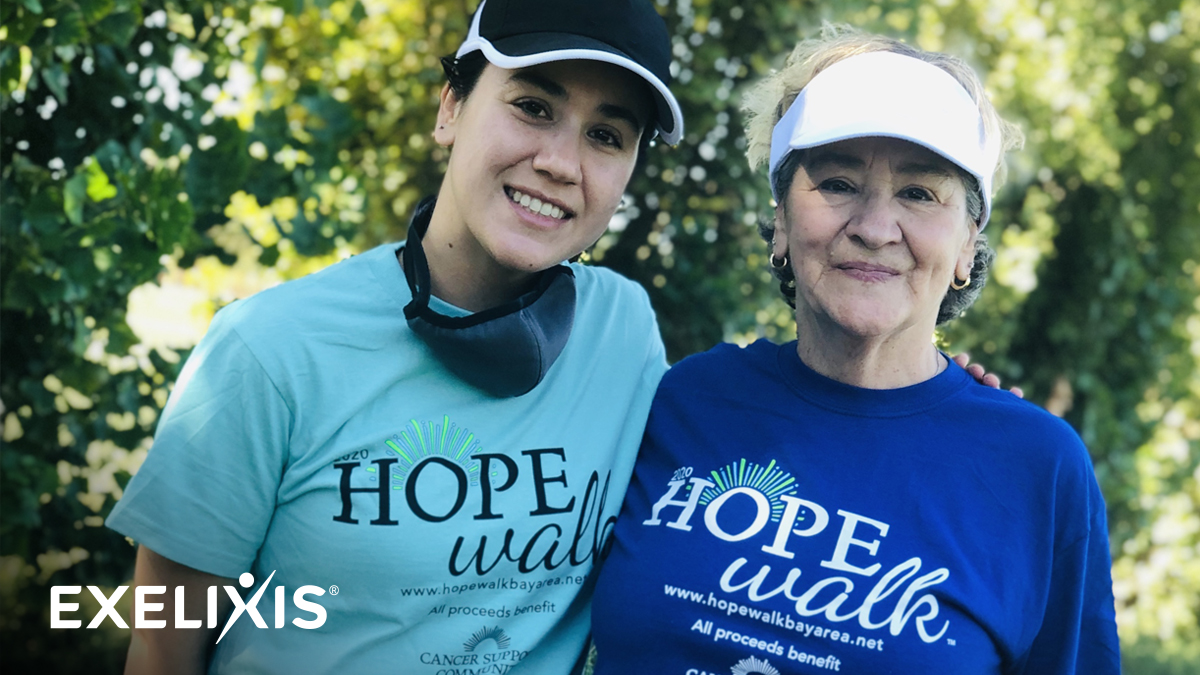 ExelixisInc's tweet photo. We were proud to be a sponsor of @CancerSupportSF’s virtual Hope Walk and have our employee team participate remotely, including Alyx and her mother pictured here. We are committed to giving patients and their families hope for the future. #WhyIHopeWalk https://t.co/JL0Y2rT2z1