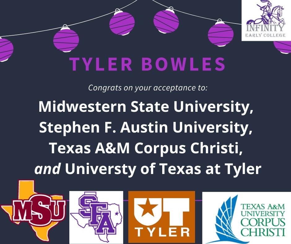InfinityECHS's tweet photo. Congratulations Tyler!!! #uttyler #txamcc #sfasu #midwesternst 👏👏👏 https://t.co/P1dE9jM7Ud