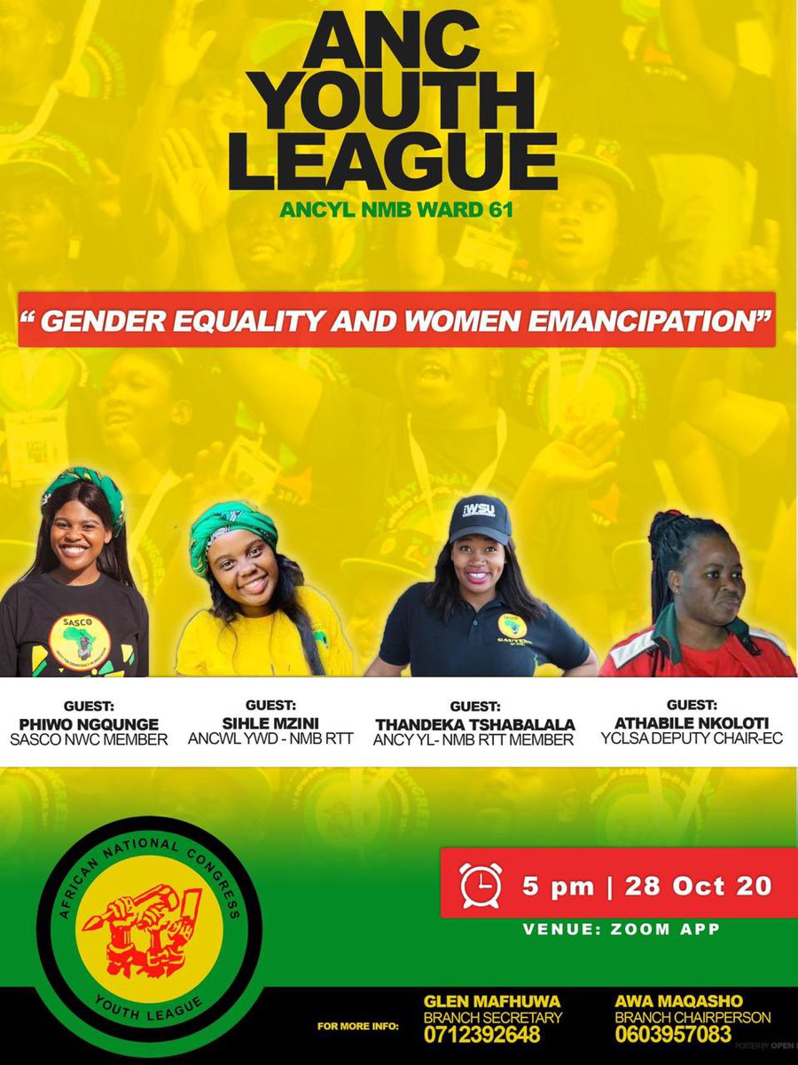 Ancyl61's tweet photo. ✊🏿✊🏿✊🏿✊🏿📍 We have a date

#UniteThePYA #ANCYLWARD61 #NMB #SASCO #YCLSA #ANCWL #YWD https://t.co/mbwEzYMlru