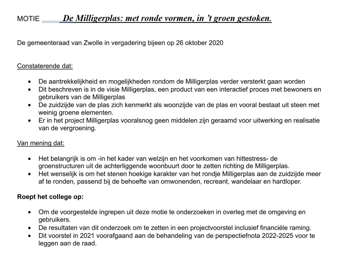 CDAZwolle's tweet photo. De CDA-motie 'De Milligerplas: met ronde vormen, in 't groen gestoken' mede ingediend door @VVDZwolle en @CUZwolle om de Zuidzijde #Milligerplas #Stadshagen te vergroenen en verfijnen, is raadsbreed aangenomen, mooi zo #zgr! https://t.co/YJt76GfBe7