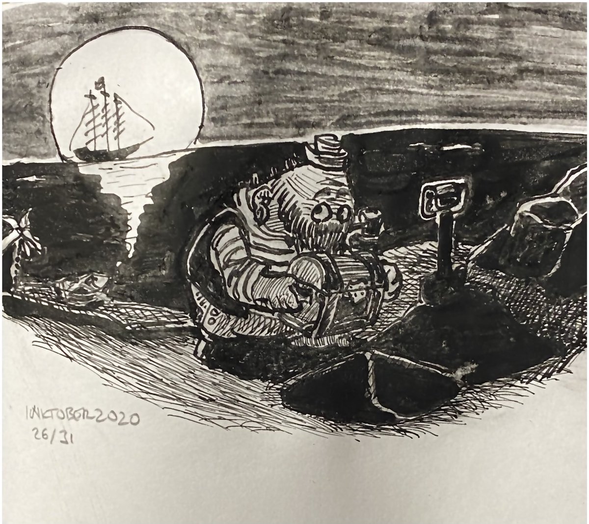dux2dle's tweet photo. #inktober #inktober2020 26/31 arrr need to work on me shading and hatching https://t.co/NFPx86Tmgf