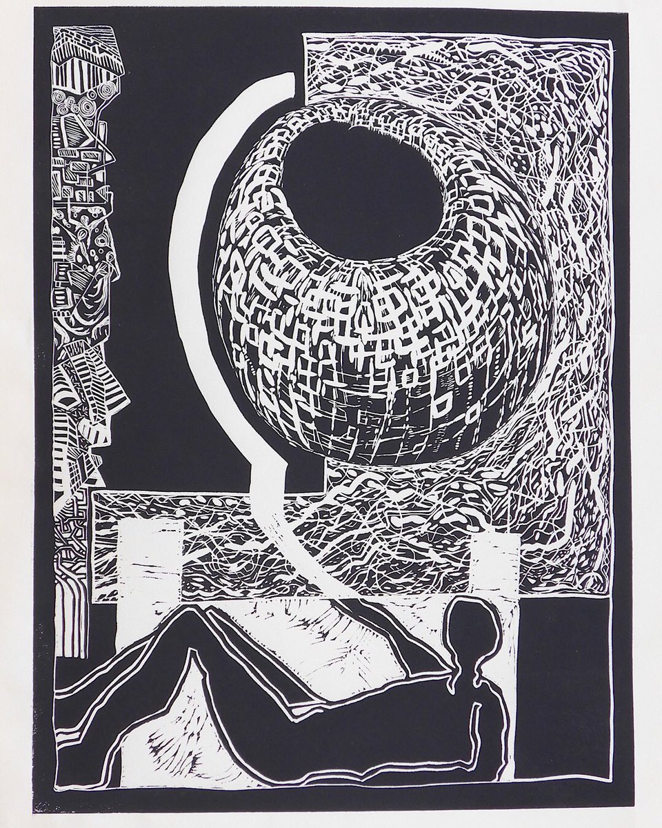 CD_art_progress's tweet photo. Japanese vinyl relief print (30 x 40 cm) on Washi paper. https://t.co/yYy0UcxOXn
