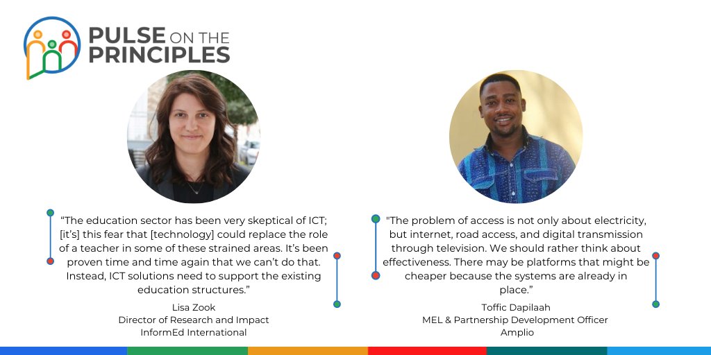 digiprinciples's tweet photo. The final episode of Season 2 of the Pulse on the Principles is live! Host @allana_nelson sits down with Lisa Zook and Toffic Dapilaah to discuss #digital tools and initiatives to provide educational information to rural, hard to reach communities.#EdTech https://t.co/HeLLI6GJ0T https://t.co/H7r5kNt2U8