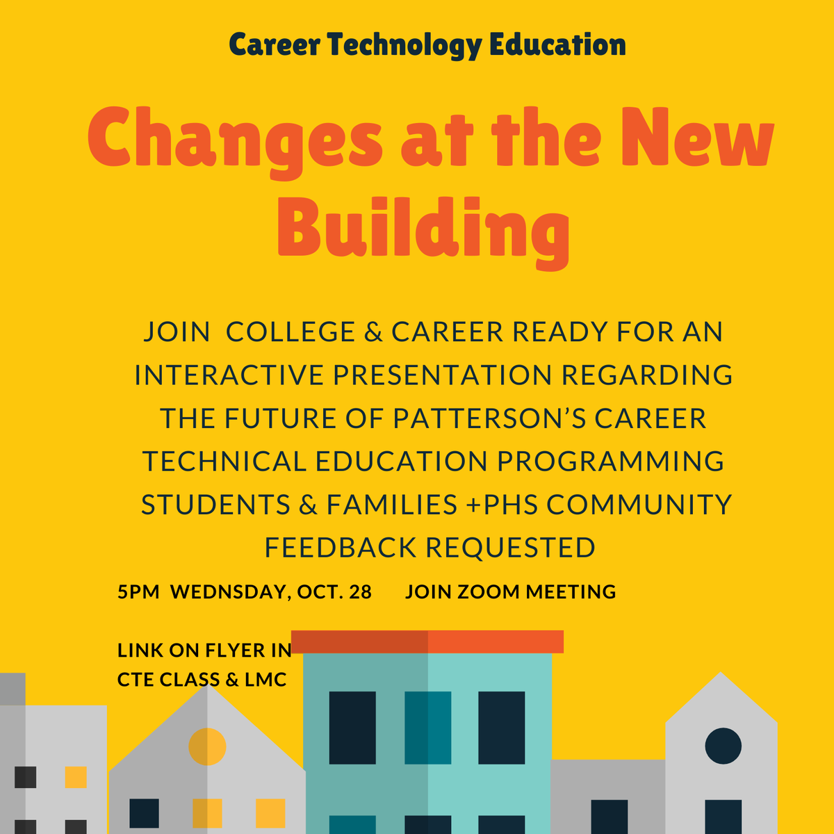 PHSClippers500's tweet photo. 🗣 all CTE families📆 Wednesday join the conversation at 5PM.   #PattersonPride @PHSdesigns @phsaoe @PHSAFJROTC  @BaltCitySchools https://t.co/fHZbiXAoWm