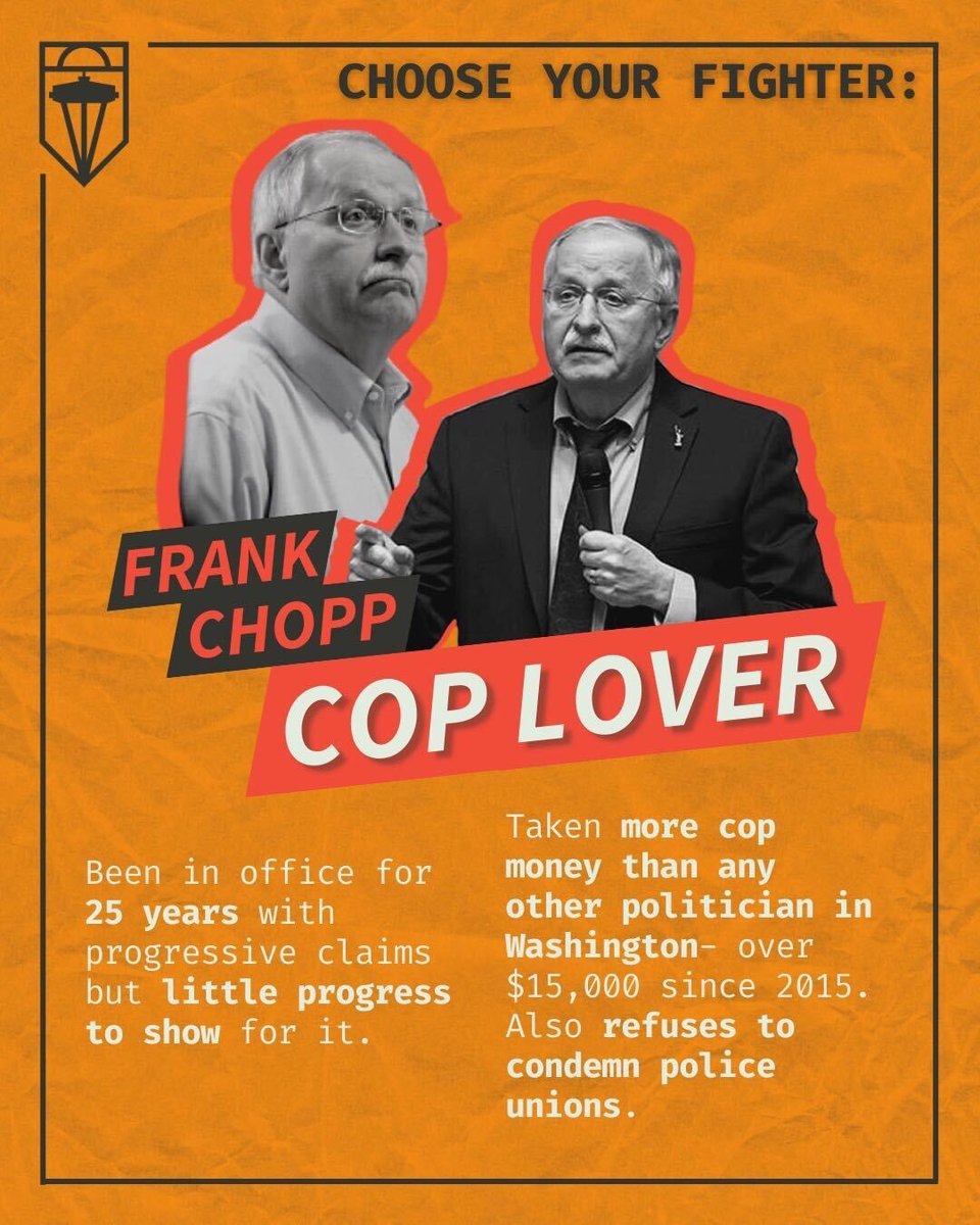 💥 CHOOSE YR FIGHTER💥

Sherae Lascelles is fighting for #CommunityCare and a #WAGreenNewDeal to empower people and save lives. Frank Chopp has taken more money from cops than anyone in WA politics. The choice is clear for the 43rd LD. Vote <a href="/SheraeForState/">Sherae For State</a>