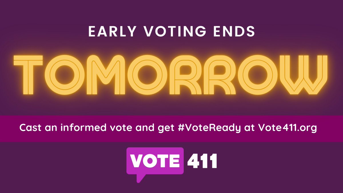 Early voting ends tomorrow. Be an #OctoberVoter. You can vote early at 3 different locations this election. Cast an informed vote and check out our election page to get all of the election information you need - lwv-lafayette.org/november-3rd-l…

#lwv #lafayette #lagov #lalege