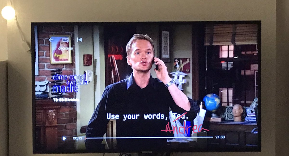 andreagcav's tweet photo. ¿No les pasa que, de la nada, les llegan respuestas de vida? Así lleva la TV en ⏸ desde hace rato. #thanksBarney #willdo #cómoconocíavuestramadre https://t.co/NTeeXzunhC