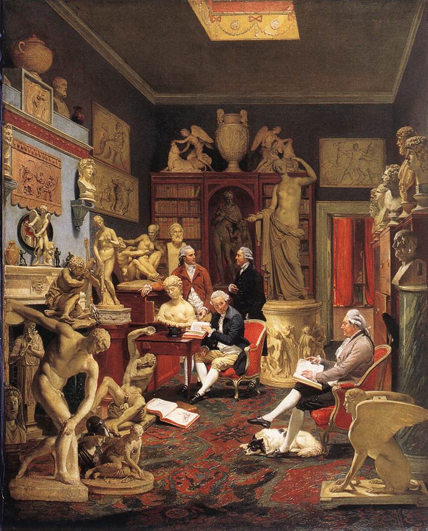 Charles Townley and his collection of antiquities lived at 14 Queen Anne's Gate between 1777-1805. These can now be seen in the Museum's Townley Collection (Image: Charles Townley in his Sculpture Gallery by Johann Zoffany 1782) 2/