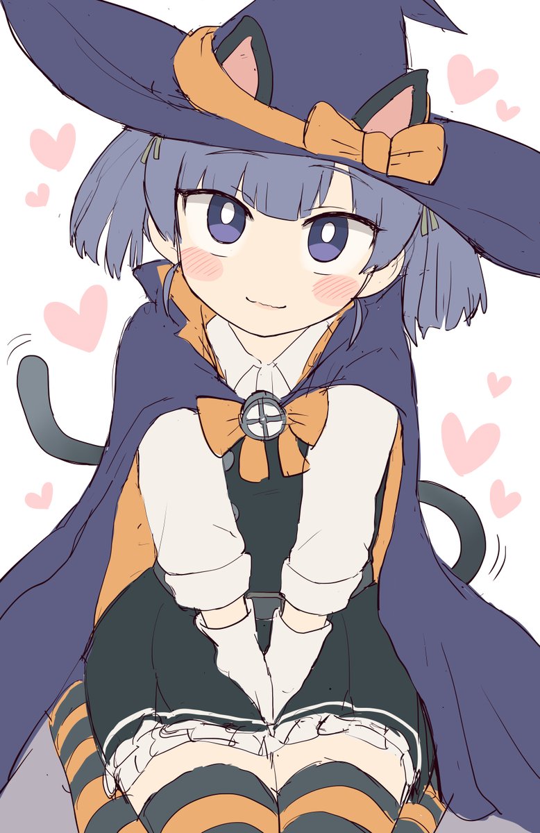 ooshio (kancolle) 1girl solo hat witch hat tail animal ears cat tail  illustration images