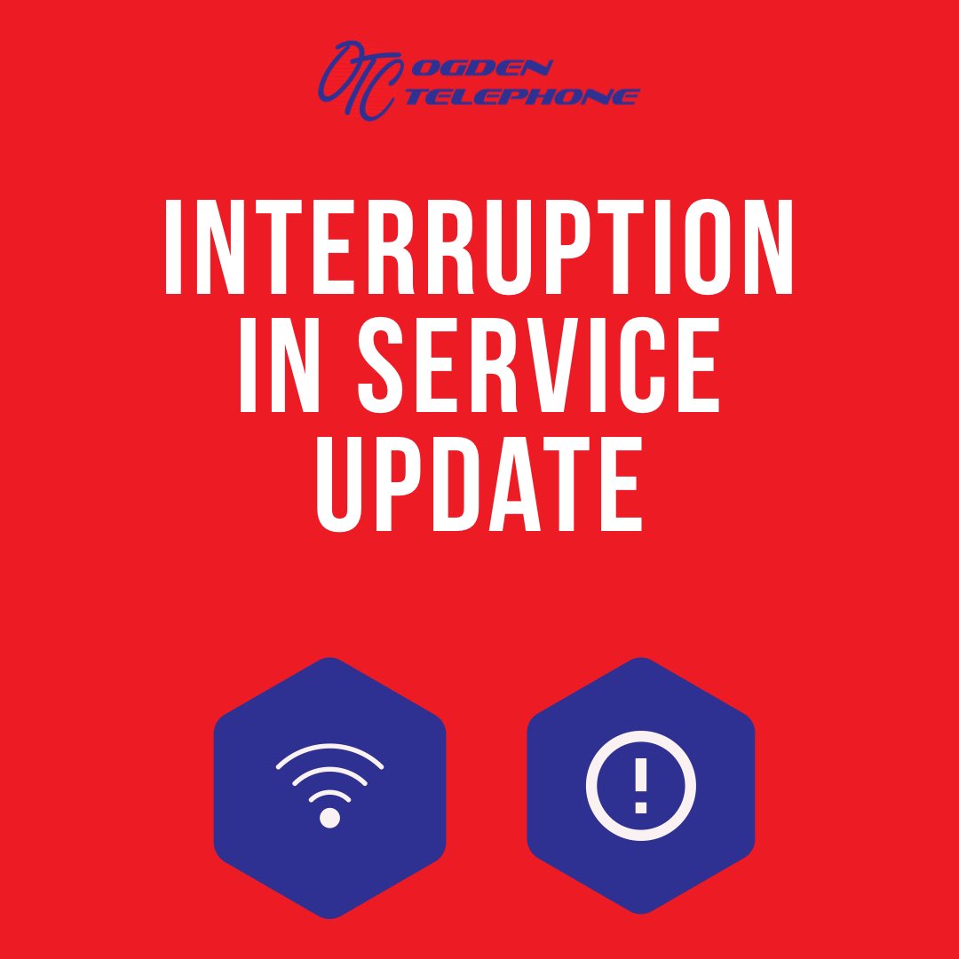 OgdenTelephone's tweet image. Starting tonight at 1 a.m some customers may experience service interruptions if accessing cloud-based DVR service. Our techs will be working on completing a maintenance reboot. If service is not working in the morning, please restart your box.
We appreciate your patience.
