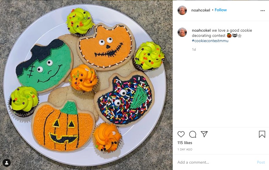 MMU_Engage's tweet photo. Congratulations to @NoahCokel for winning the Cookie Decorating Contest! Hope you enjoy your prize! https://t.co/B88pRZyZLZ