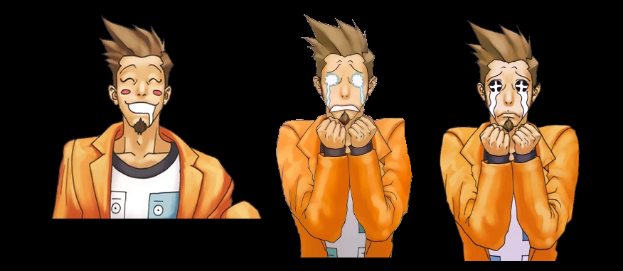 earlier version of Maya, Mia, Gumshoe, and Larry's sprites