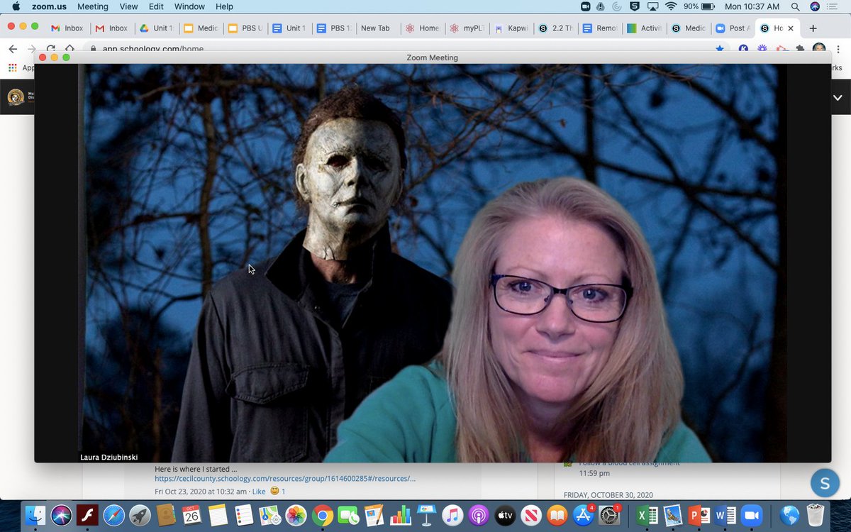 Adding a little fun to my zoom classroom today. 🐈‍⬛👻🎃#Halloween2020 #MichaelMyers #eLearning