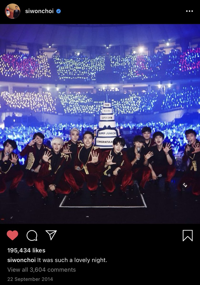 siwon first upload ig photo was photo suju celebrate 100th concert super show with the members  correct me if imi’m wrong