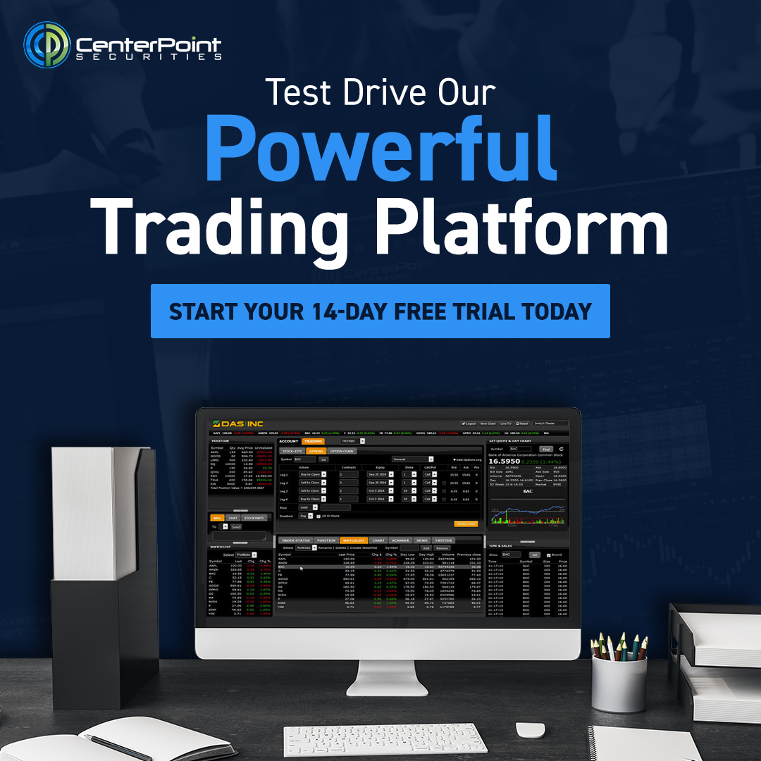 CenterPointSec's tweet image. Active traders need powerful trading platforms. Experience the power for yourself with a free 14-day test drive of our state-of-the-art trading platform centerpointsecurities.com/request-a-demo/