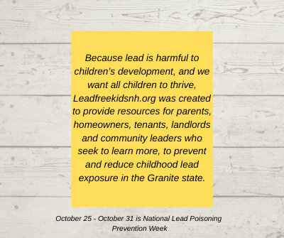 Do you know if there is lead in your home? Talk to your state or local health department about testing paint and dust in your home for lead. #NLPPW2020 #leadfreekids
epa.gov/lead/understan… 
Also check out leadfreekidsnh.org