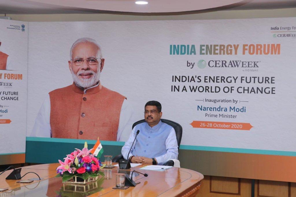 #IndiaEnergyForum2020 provides a unique platform for Indian energy sector to engage with global players, develop new insights and better way forward in fast-changing global energy landscape, said @PetroleumMin @dpradhanbjp. #PMAtCeraWeek @CERAWeek @IHSMarkit https://t.co/aNd2rPjGAw