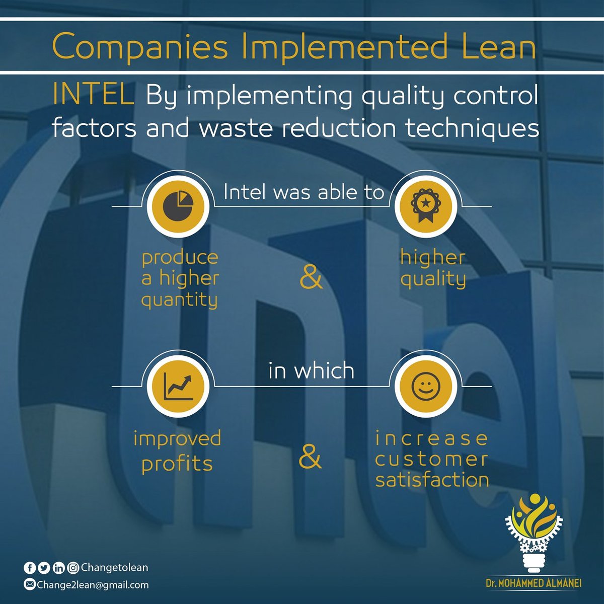 Changetolean's tweet image. Real example from real world, #intel had implemented the #lean philosophy to its corporate culture and the results were astonishing.