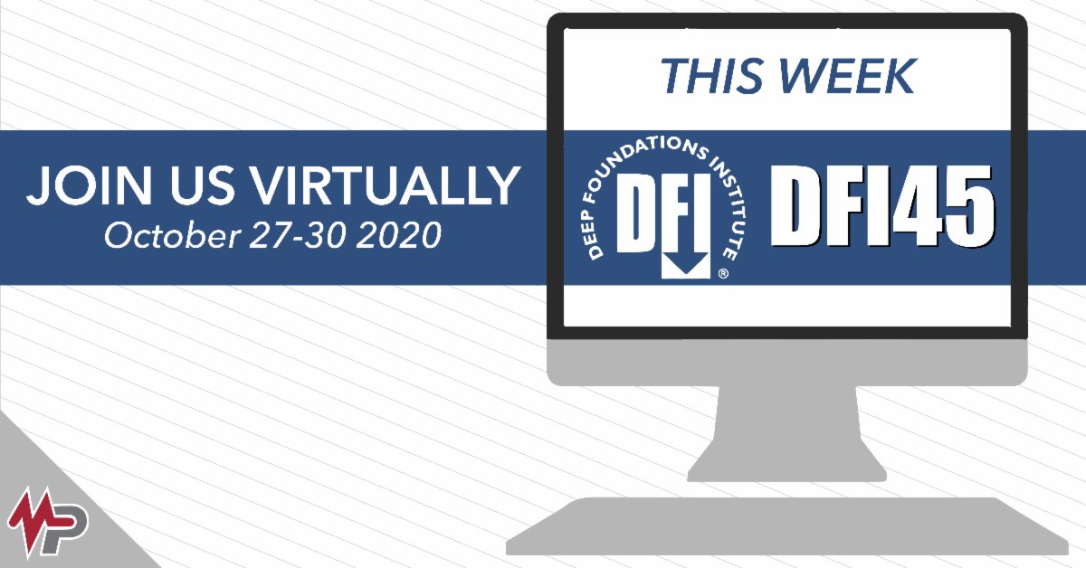 Don’t forget to join us THIS WEEK in attending DFI's 45th Annual Conference on Deep Foundations. Make sure to stop by our virtual booth with any questions and enter to win some MPS swag! For more event information please visit: conta.cc/3mnZfzh #DFI45