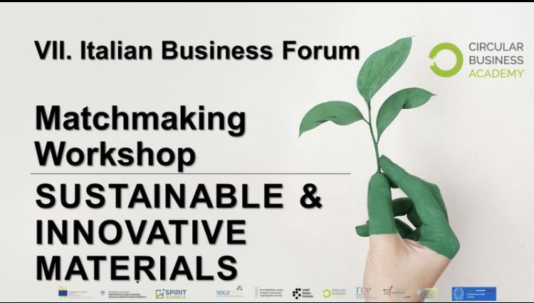 CircBizAcademy's tweet image. Matchmaking Workshop on #sustainable &amp;amp; #innovative #materials within 8th Italian Business Forum: What are the challenges of factories of the future &amp;amp; finding solutions. #businessmodel #circulareconomy
Wednesday 28 October at 10:30, program&amp;amp;registration: lnkd.in/gAPPMGb