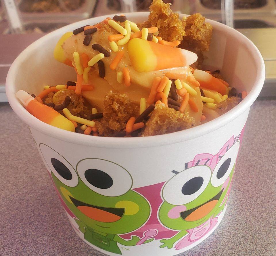 sweetFrogSoBend's tweet photo. Today is National PUMPKIN Day!!  Enjoy everything pumpkin!...Pumpkin Froyo with Pumpkin muffin pieces, and anything else that your heart desires!  😋🐸❤️  #sweetfrogsb #nationalpumpkinday #pumpkin #sweetfrogsouthbend https://t.co/3CfQI59ohL