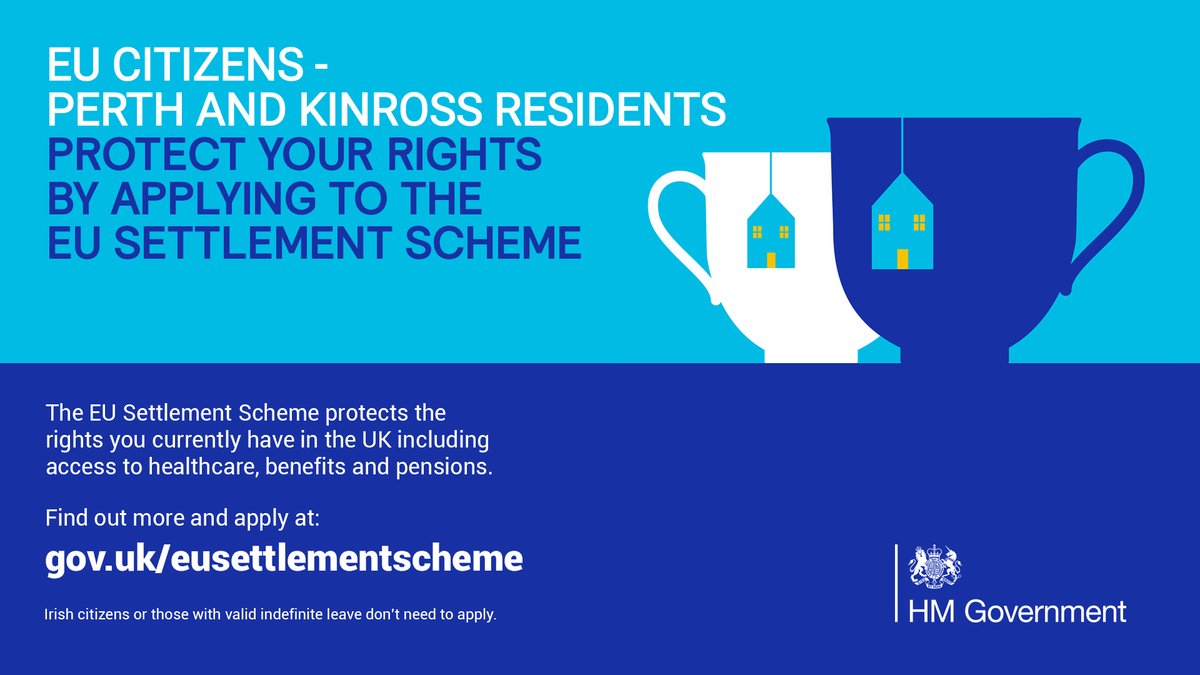The European Union Settlement Scheme protects the rights EU citizens currently have in the UK including healthcare, benefits and pensions. If you are an EU citizen living in Perth and Kinross apply for settlement status as soon as possible. https://t.co/TMUQmIGgTg