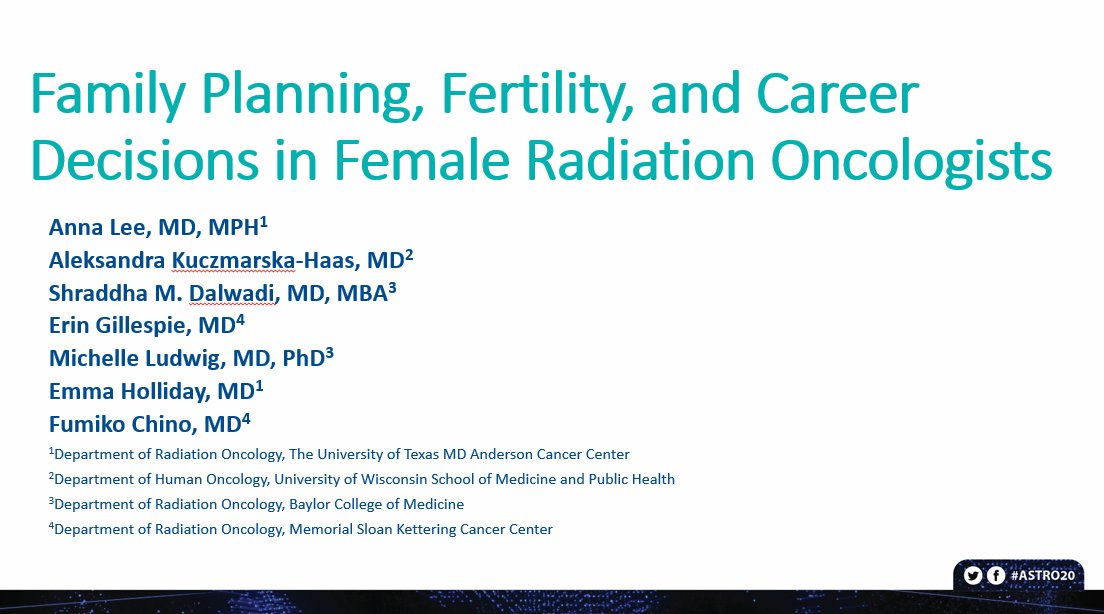 fumikochino's tweet photo. If you're not outraged, you're not paying attention:
"A considerable proportion of women in #radonc have faced #infertility &amp; difficult career choices related to #familyplanning."
Please watch our #ASTRO20 LBA presentation TUESDAY 3:30pmET (abstract below)
https://t.co/WYGEiVZD5C https://t.co/HPd88VR0P4