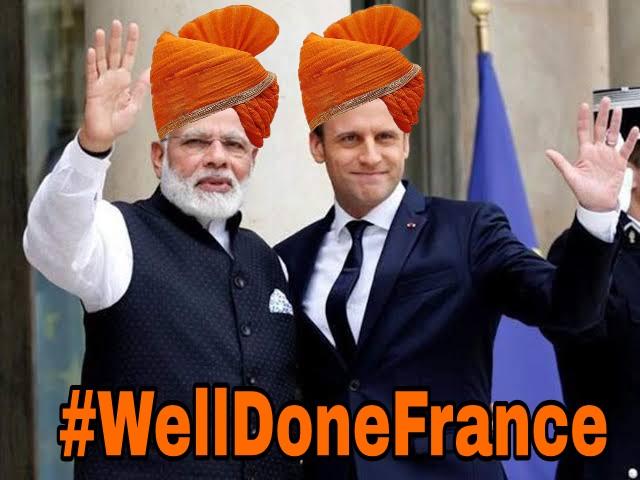 RaviTewariHindu's tweet photo. At least some one has courage 
#welldoneFrance
#supportfrance 
@EmmanuelMacron 
#IndiaWithFrance https://t.co/PzYwzS4XnB