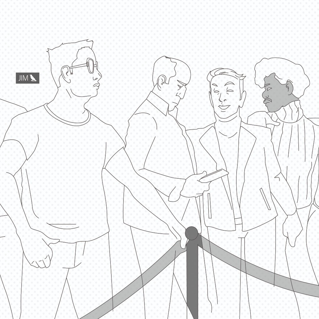 RedactedAmerica's tweet photo. Contributing artist Roger Young Jr. connects voting laws to being in line at the club. Check out the full spread in the free digital download: https://t.co/dyM46DG5MZ #VoteHimOut2020 #VoteEarly https://t.co/HDqTfqb3Hm