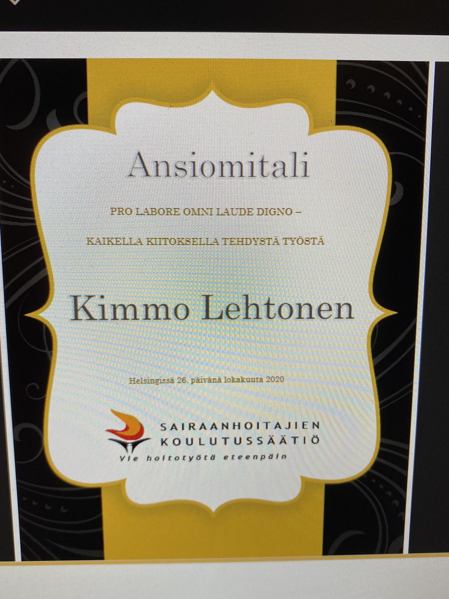 NinaHahtela's tweet photo. SHKS:n jakoi tänään ansiomitalit kaikella kiitoksella tehdystä työstä. @Sairaanhoitajat onnittelee Kimmo Lehtosta ja @sarisarkomaa ’ta! https://t.co/bjo1b21mis