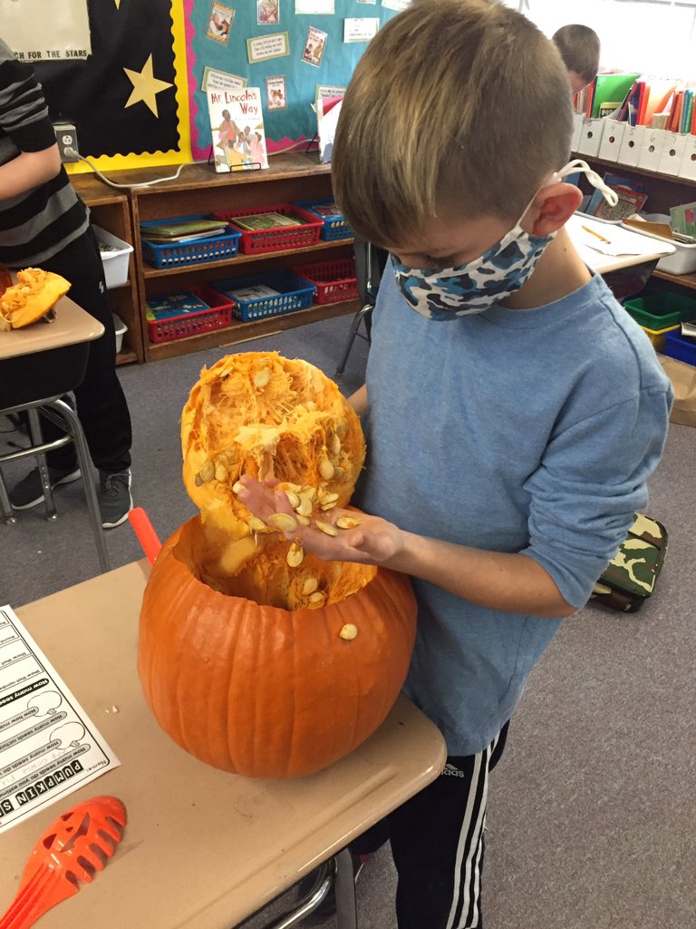 kgazard1's tweet image. Covid can’t stop this pumpkin fun. I think they’re happy to have one all to themselves!!! #pumpkinmath #messy @AshlandClockers @MindessClocker