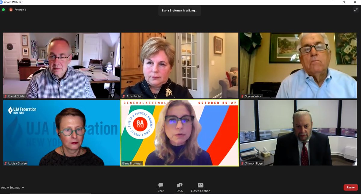 joshuacohen's tweet photo. Excellent @jfederations #GAVirtual2020 panel discussion moderated by David Golder on communal policy priorities and advocacy in the #COVID era featuring @elanabroitman, Louisa Chafee, Amy Kaplan, @ShimonFogel, & Steven Woolf. #jewishtogether #jfnj https://t.co/gZA1b0cqit