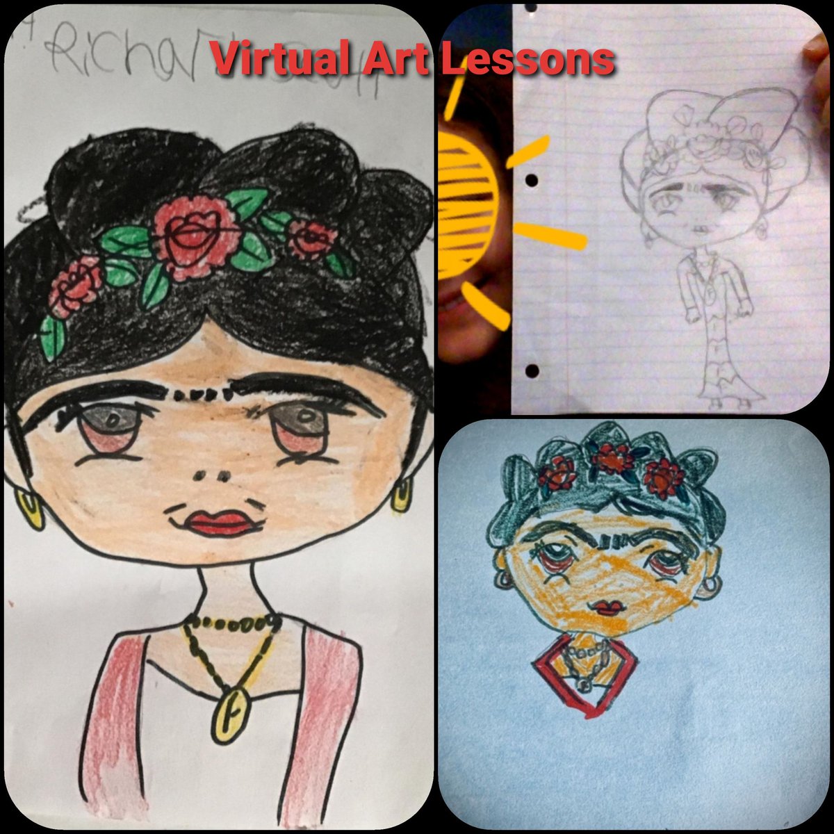 No matter if it was virtual or face2face, Frida Kahlo was present with our students at Helms! 😉 <a href="/HelmsDLSchool/">Helms Elementary</a> @HISDFineArt <a href="/chandelart/">Chandel Hancock</a> <a href="/WraparoundHelms/">Helms ES Wraparound</a> @HISD_Curric